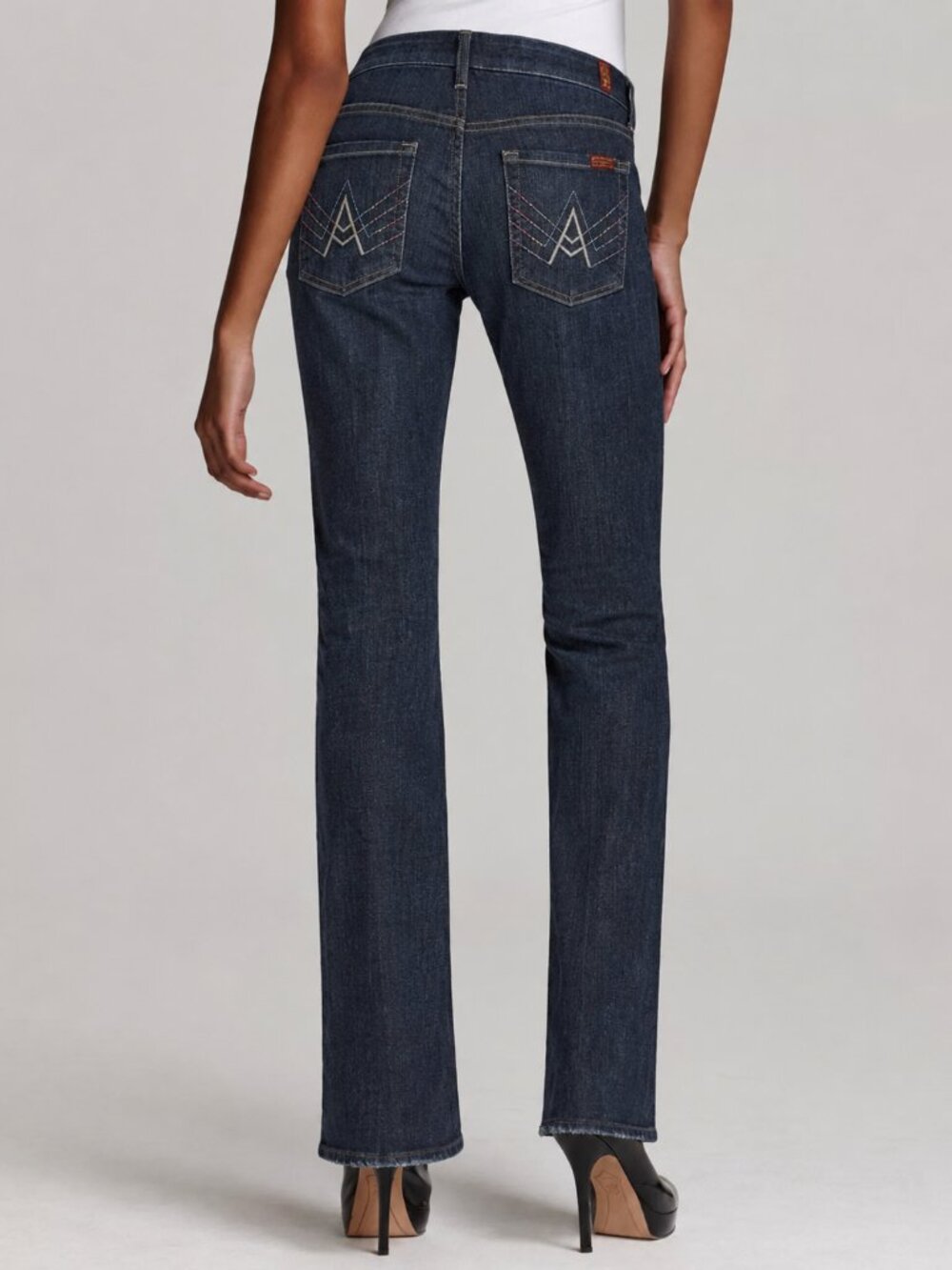 ✨ 7 For All Mankind “A-Pocket” Rhinestone Bootcut Jeans – Dark Wash ✨